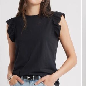 Francesca's Collections Black Ruffle Sleeve Blouse
